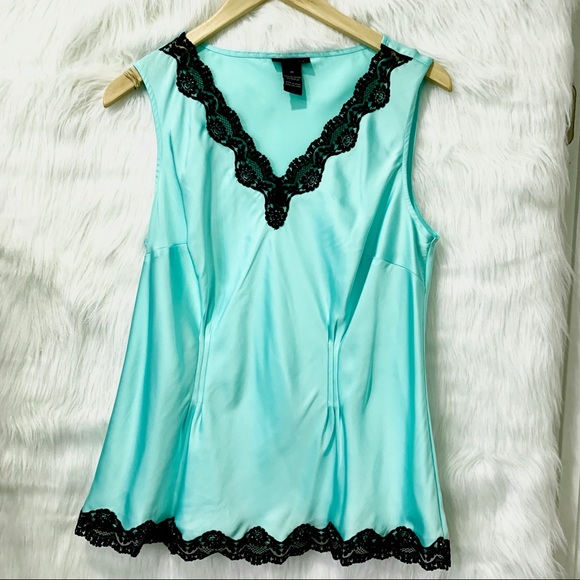 Lane Bryant Tops - LANE BRYANT SILKY SLEEVELESS ICY AQUA BLOUSE